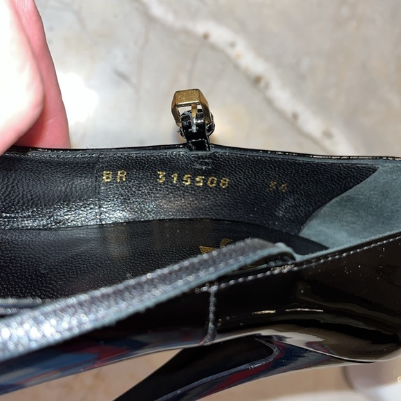 Yves Saint Laurent Black Patent Leather T-Strap “Tribute” Platform Heels. - Picture 7 of 10